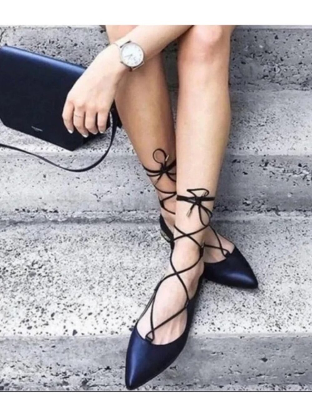 Aquazurra Christy Lace Up Flats Size 39/9
